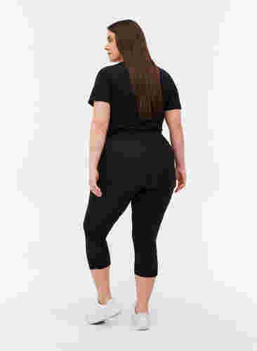 Basis 3/4-lengde leggings med rynkedetaljer, Black, Model image number 1