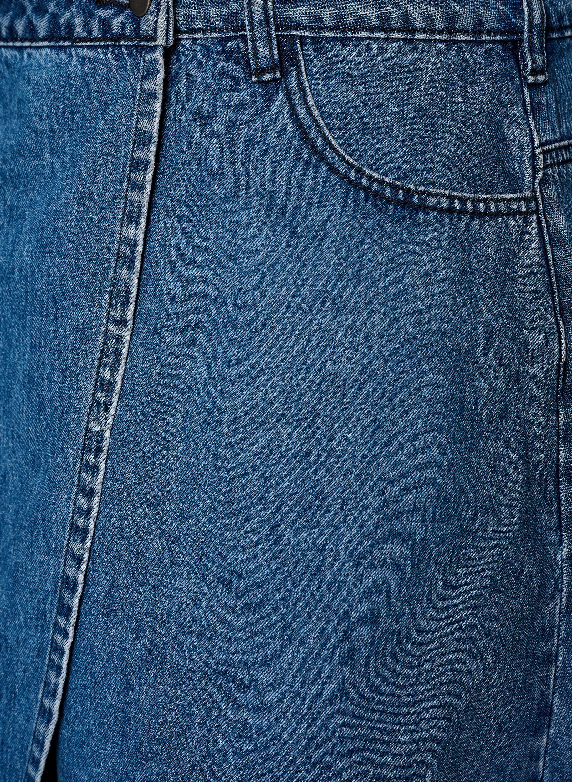 Zizzi Kort denim A-linje skj&oslash;rt, Bl&aring;, Packshot image number 2