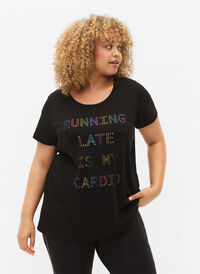 T-skjorte til trening med trykk, Black w. Cardio, Model
