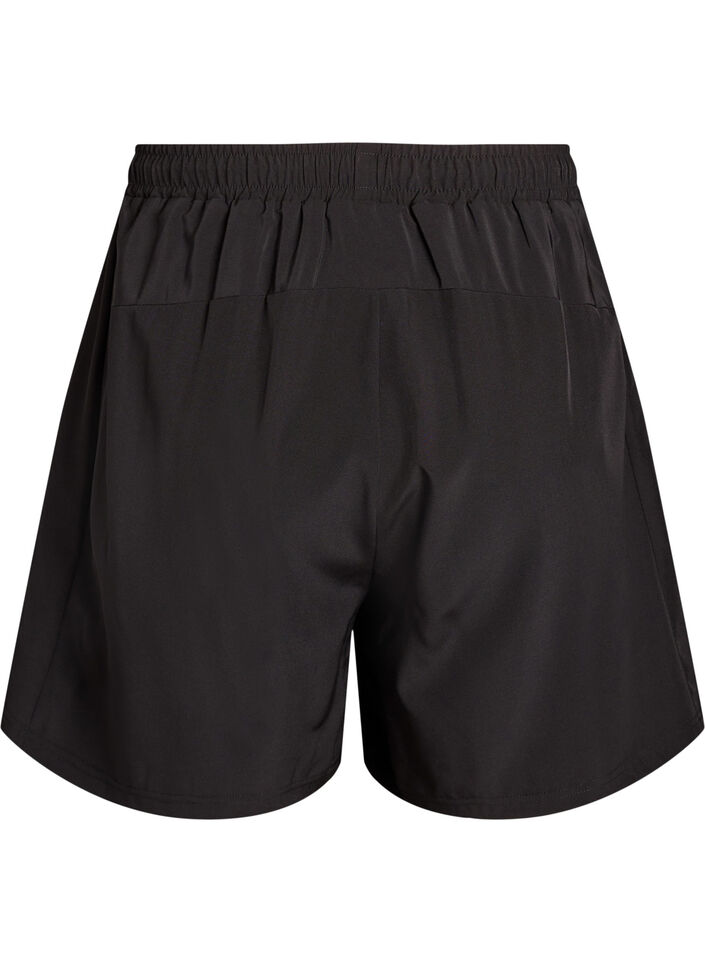 Treningsshorts med innershorts og en lomme til telefonen, Svart, Packshot image number 1