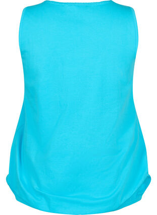 Bomullstopp med rund hals og blondekant, Blue Atoll, Packshot image number 1
