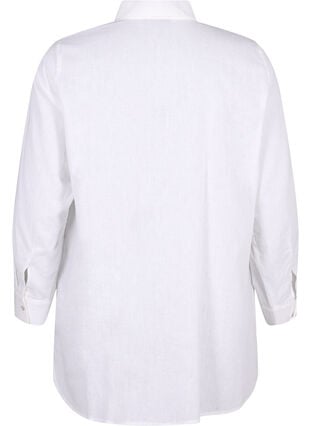 Lang skjorte i lin og bomull, Bright White, Packshot image number 1