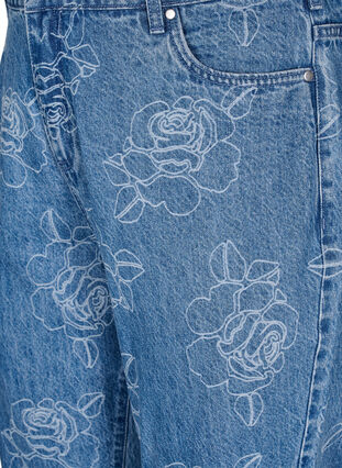 Zizzi Mille jeans med blomstertrykk, Light Blue Denim, Packshot image number 2