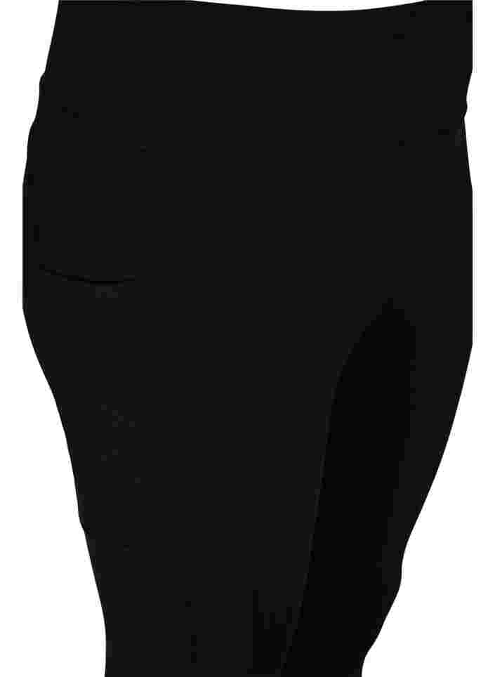 Cropped treningstights med lomme og refleks, Black, Packshot image number 3