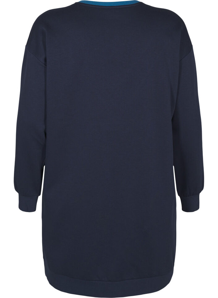 Lang, fargeblokket sweatshirt, Navy B. Color Block, Packshot image number 1