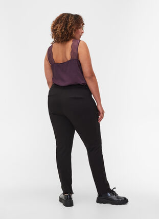Tettsittende bukser med lommer og glidelås, Black, Model image number 1