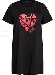 Kortermet nattkjole i &oslash;kologisk bomull, Svart