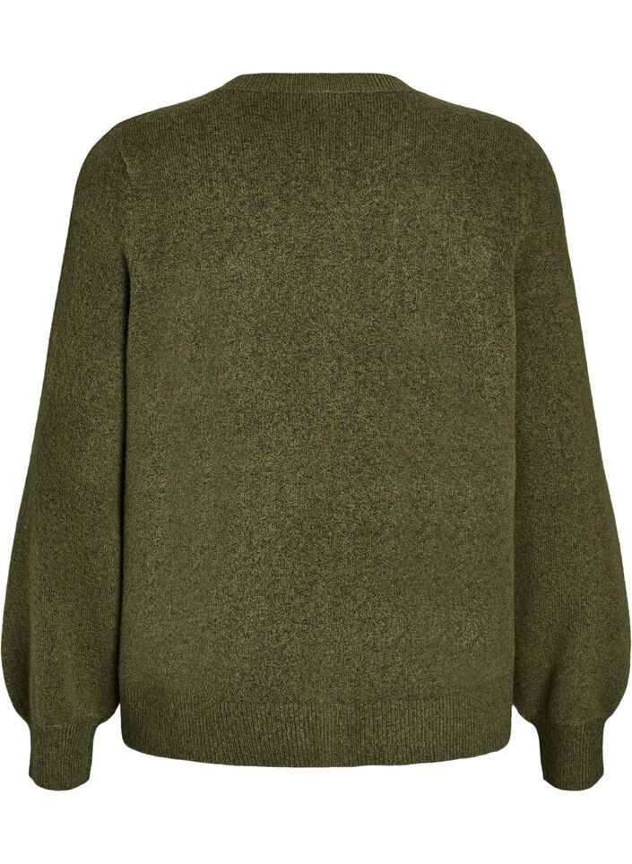 Cardigan i myk strikk med gullfargede knapper, Gr&oslash;nn, Packshot image number 1