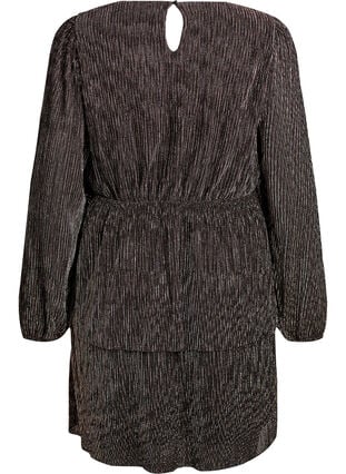 Zizzi Kort kjole med glitterstriper og lange ermer, Svart, Packshot image number 1