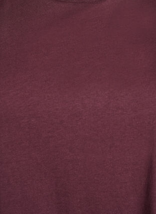 Zizzi Basis bomulls-t-skjorte med skulderputer, Mørk Bordeaux, Packshot image number 2