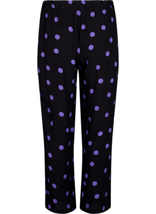 Zizzi Bukser i viskose med prikker, Black w. Purple Dot, Packshot image number 1