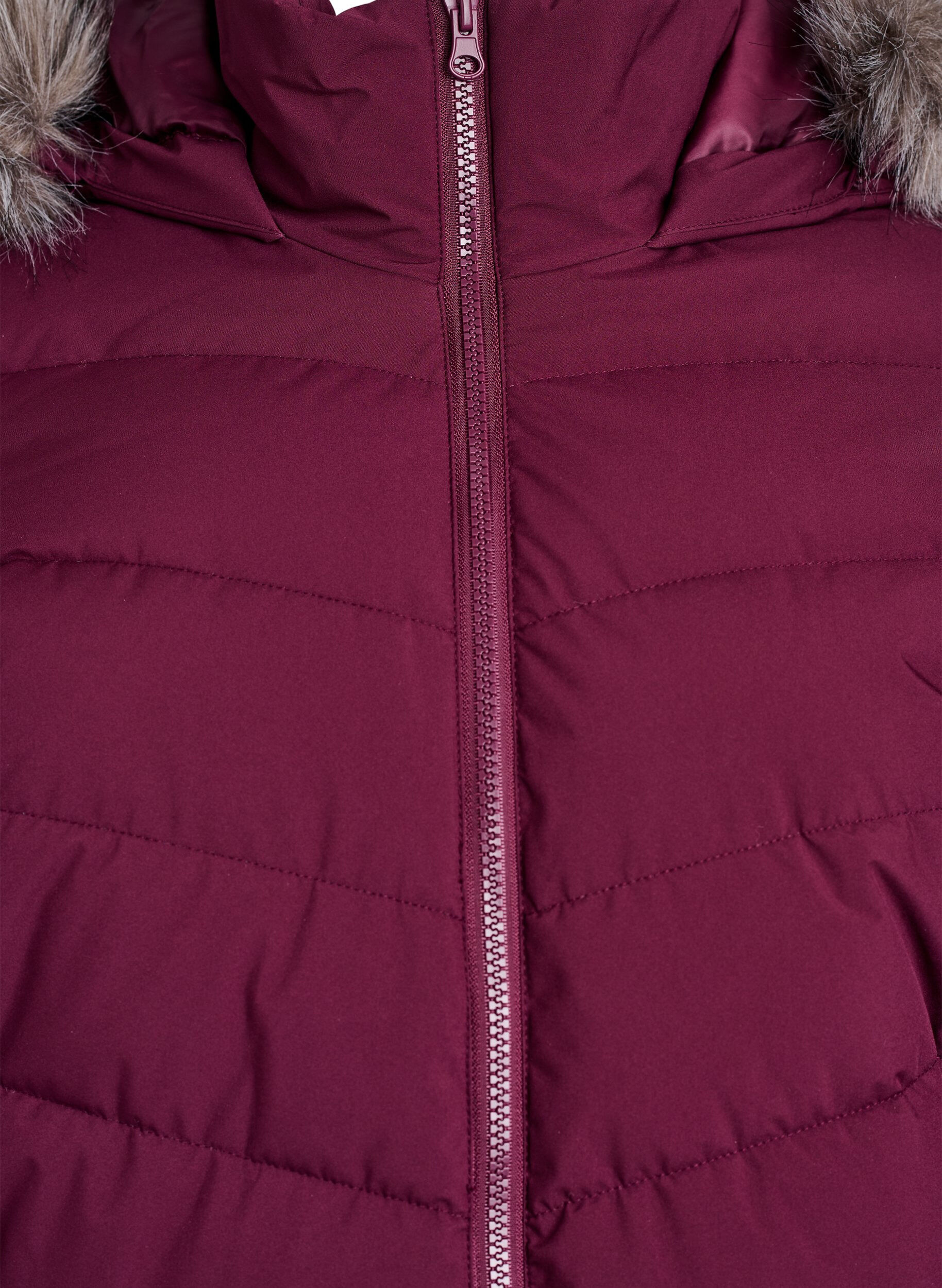 ZizziKort boblejakke med hette, M&oslash;rk Bordeaux, Packshot image number 2