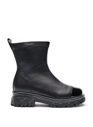 Wide fit – Chunky ankelstøvel med lakkerte detaljer, Black