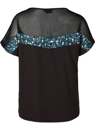 T-skjorte til trening med mesh og mønster, Black, Packshot image number 1