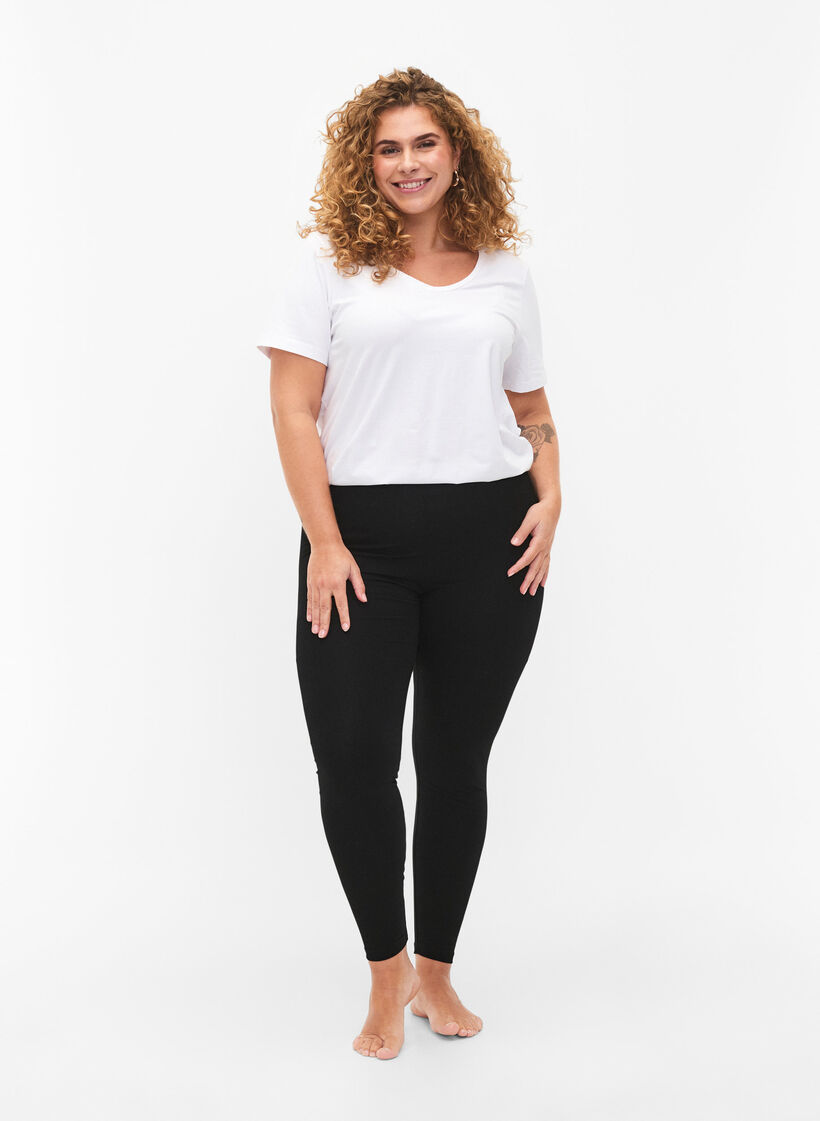 2-pack bomull tights, Svart, Model image number 1