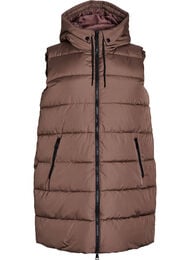 Lang vest med hette og lommer, Brun