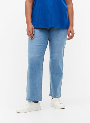 Gemma-jeans med høyt liv og normal passform, Light blue, Model image number 2