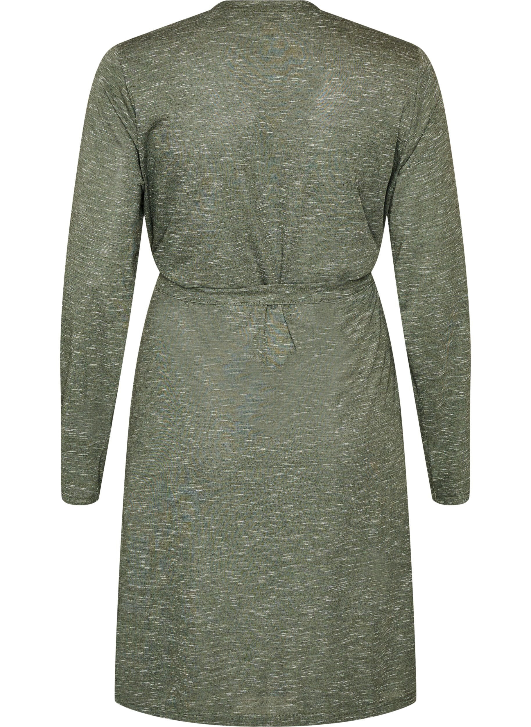 ZizziLang jersey cardigan med knytebelte, Gr&oslash;nn, Packshot image number 1