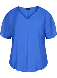 Kortermet viskosebluse med V-hals