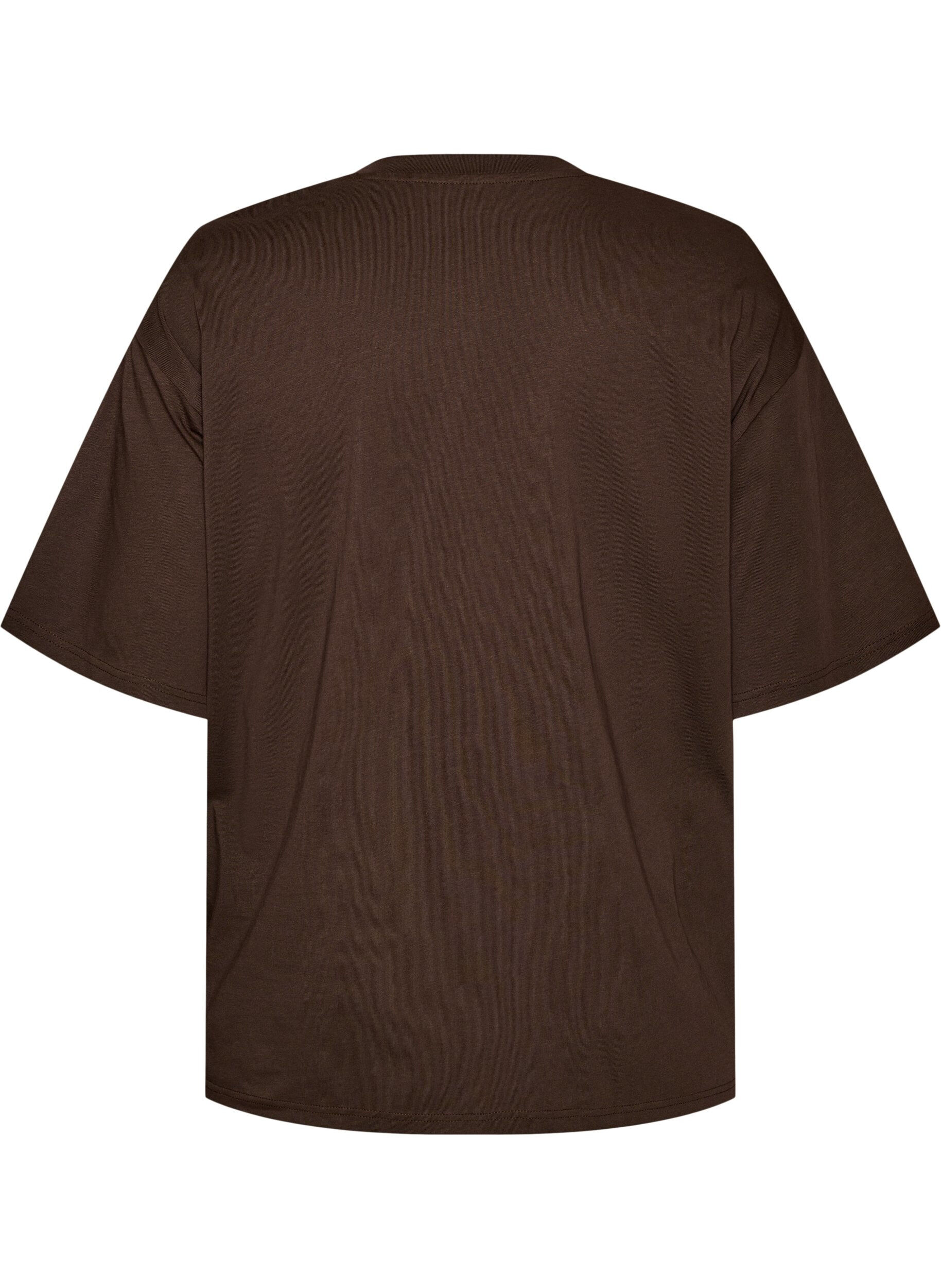 ZizziOversized T-skjorte med stort fototrykk, Brun, Packshot image number 1