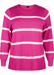 Strikket viskosebluse med striper, Rosa, Packshot image number 0
