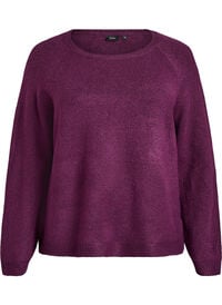 Mykt strikkeplagg med rund hals, Lilla Mykt strikkeplagg med rund hals
