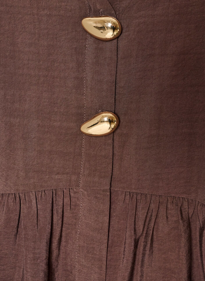 Ermel&oslash;s peplumbluse med dekorative knapper, Brun, Packshot image number 2