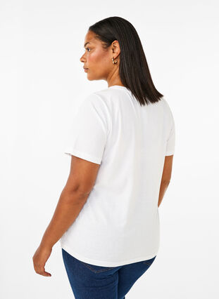 Zizzi FLASH - T-skjorte med motiv, Bright White Flower, Model image number 1