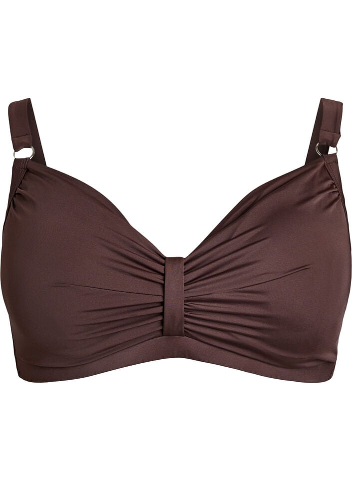 Bikinitopp med b&oslash;yle og drapering, Brun, Packshot image number 0
