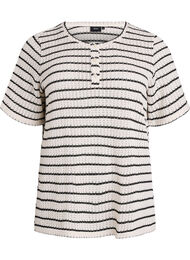 Stripete strikket jerseytopp, Black White Stripe 