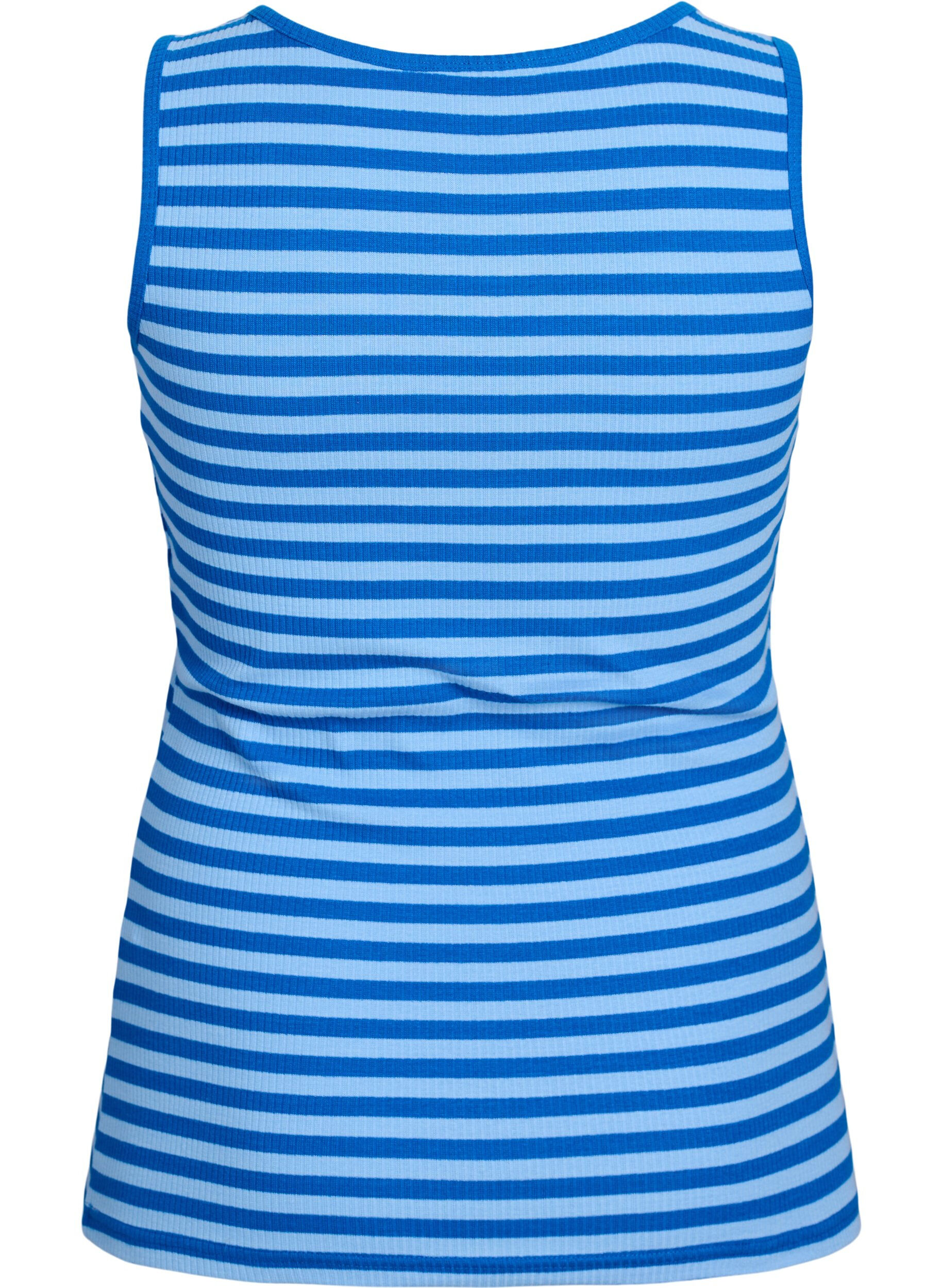 ZizziStripete ribbestrikket singlet, Bl&aring;, Packshot image number 1