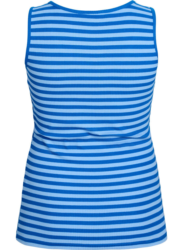 Stripete ribbestrikket singlet, Bl&aring;, Packshot image number 1