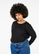 Bluse med dekorative knapper, Svart, Model image number 0