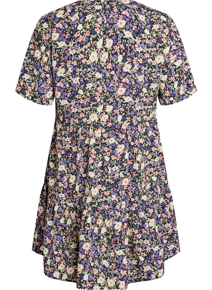 Kortermet kjole med A-linje og kuttlinjer, Lilla, Packshot image number 1