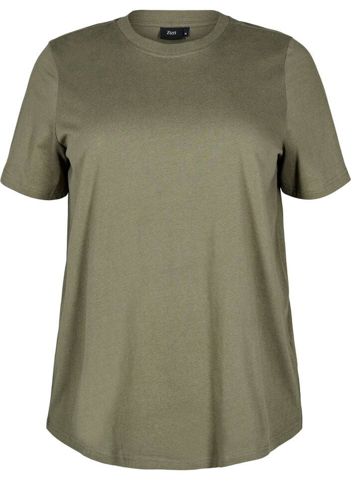 Basic T-skjorte i bomull med rund hals, Gr&oslash;nn, Packshot image number 0