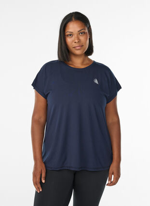 Zizzi Ensfarget T-skjorte til trening, Blå, Model image number 0