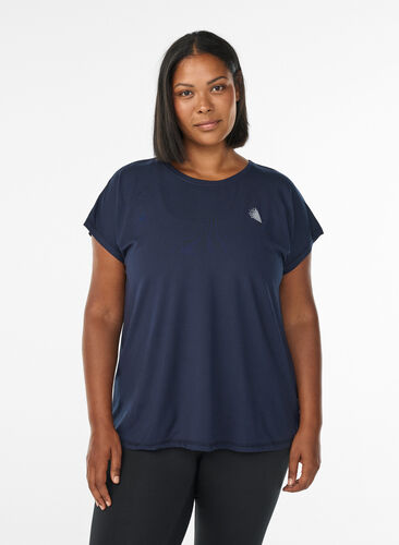 Zizzi Ensfarget T-skjorte til trening, Blå, Model image number 0