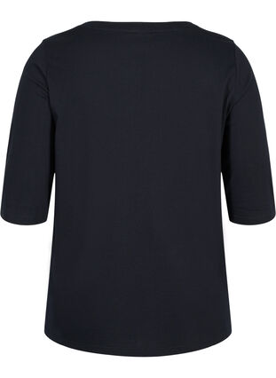 T-skjorte i økologisk bomull med 2/4-ermer, Black, Packshot image number 1