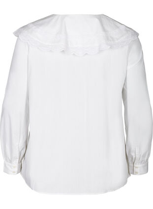 Bomullsskjorte med en stor krage, Bright White, Packshot image number 1