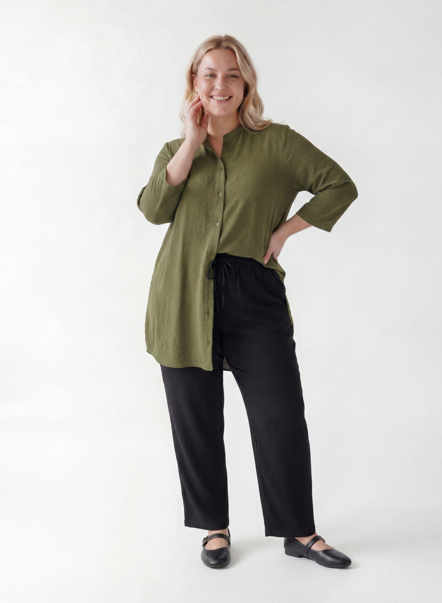 ZizziTunika med 3/4 ermer, Gr&oslash;nn, Model image number 1