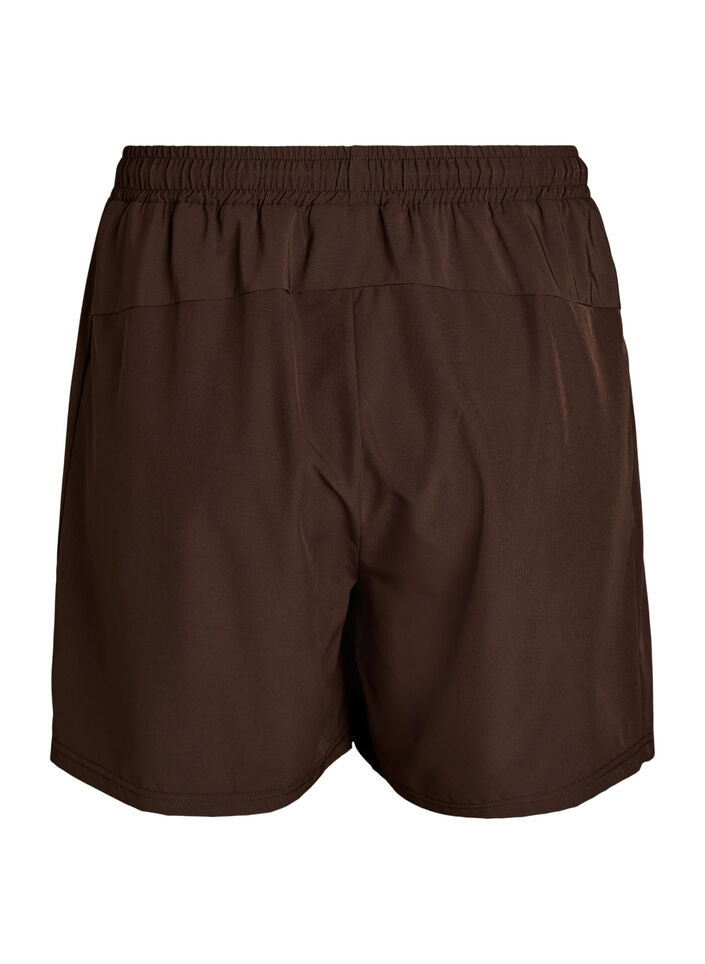 Treningsshorts med innershorts og en lomme til telefonen, Brun, Packshot image number 1