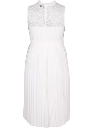 Kjole uten ermer med blonder og plisseringer, Bright White, Packshot image number 1
