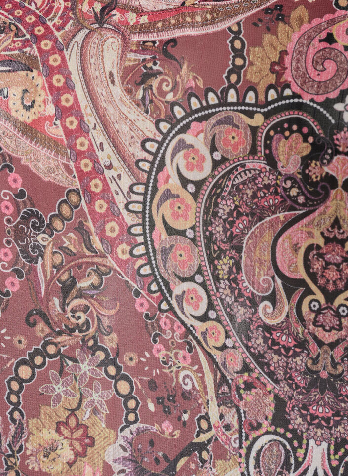 Tunikakjole med paisleytrykk og smockede mansjetter, Rosa, Packshot image number 2