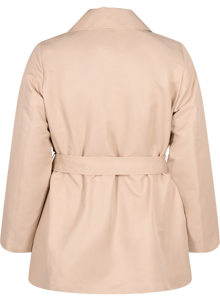 Kort trenchcoat med belte, Beige, Packshot image number 1