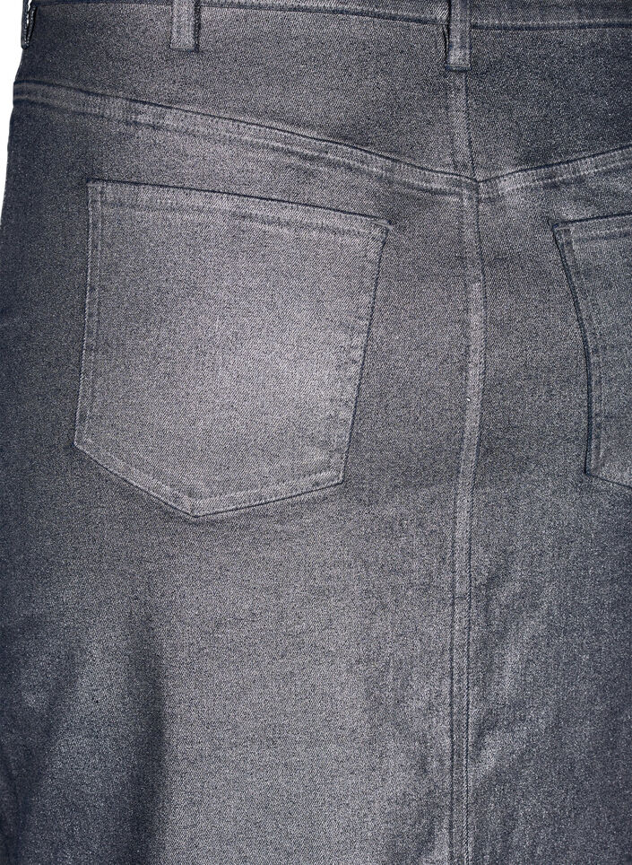 Sølvbelagt midi-skjørt, Gun Sliver, Packshot image number 4