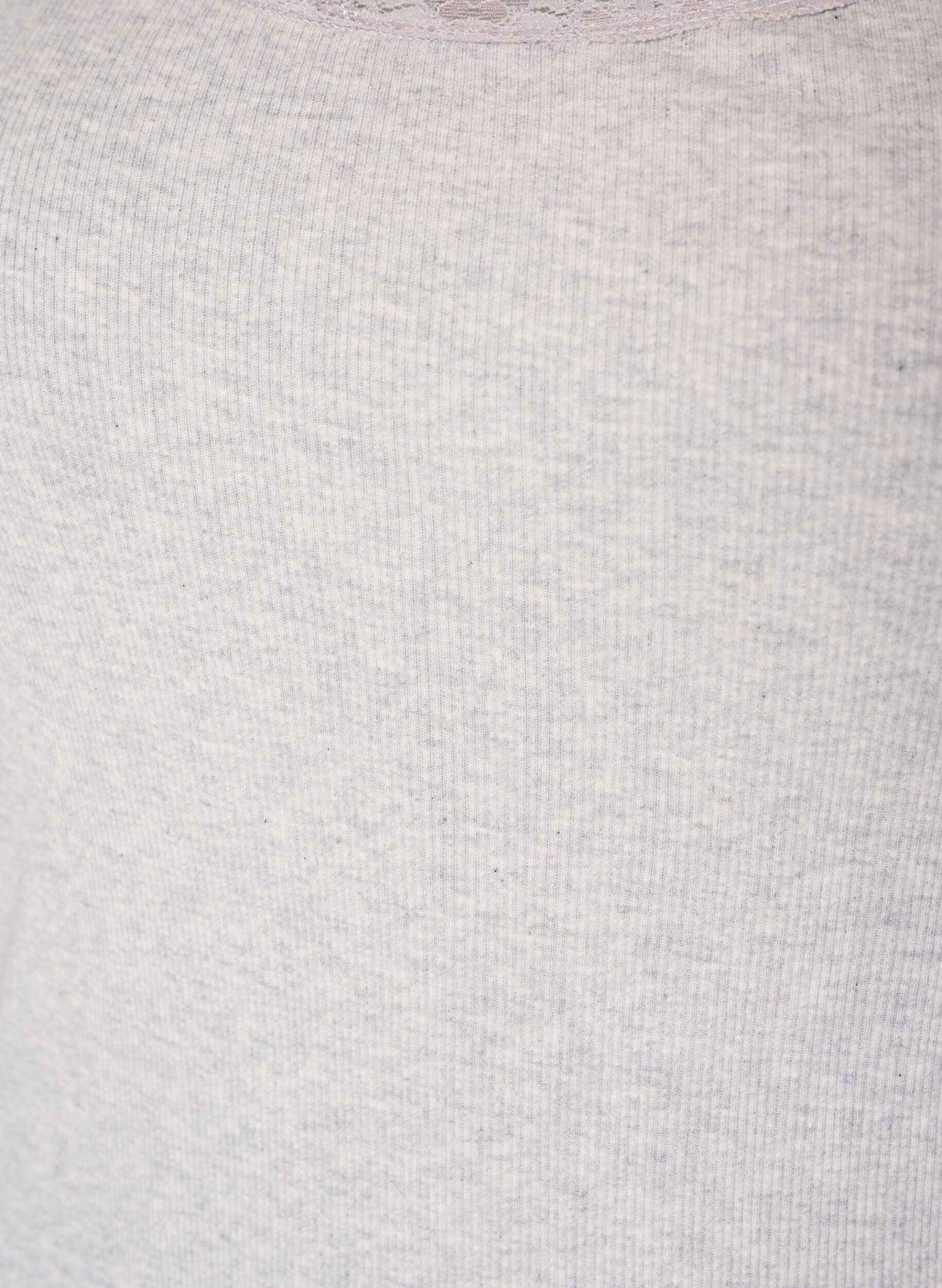 ZizziRibbet topp med blondedetalj, Gr&aring;, Packshot image number 2