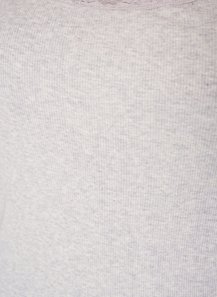 Ribbet topp med blondedetalj, Gr&aring;, Packshot image number 2