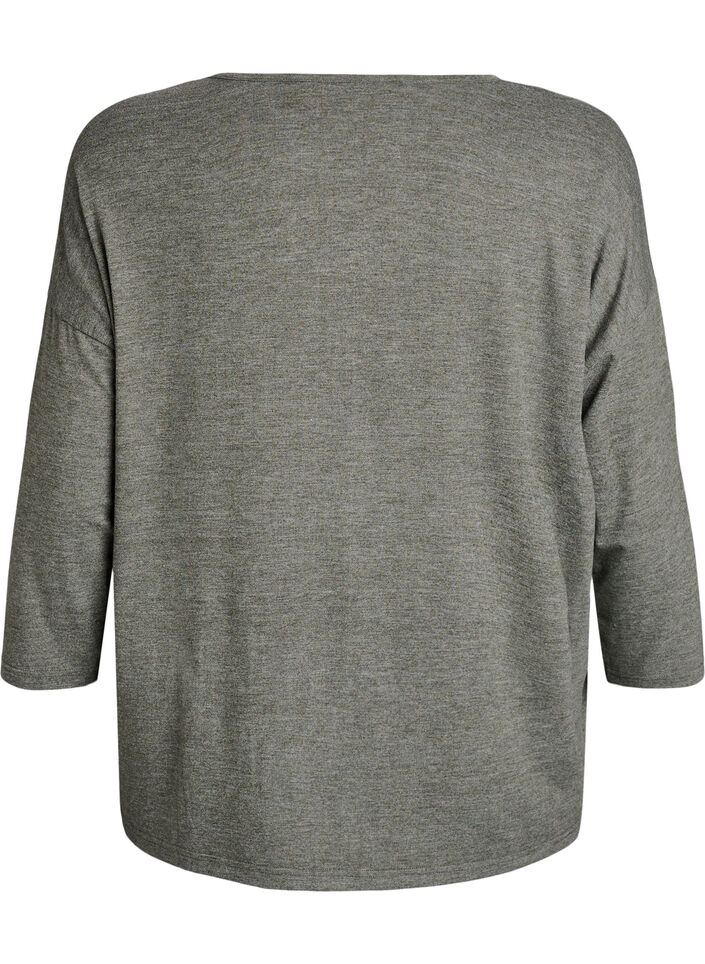Jersey bluse med 3/4 ermer, Gr&oslash;nn, Packshot image number 1