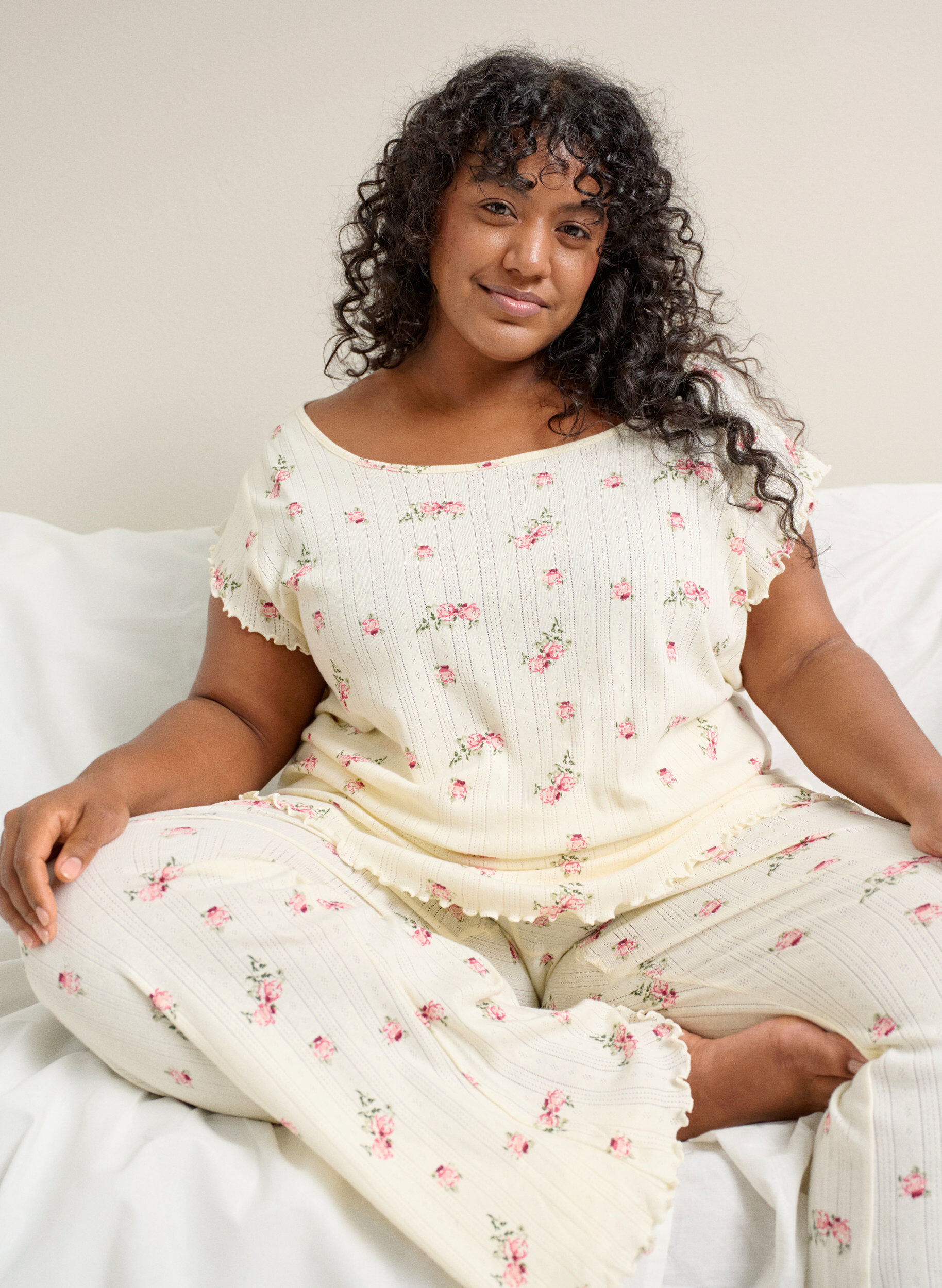 Zizzi Pyjamatopp i &oslash;kologisk bomull med cap-ermer, 9990, Image image number 0