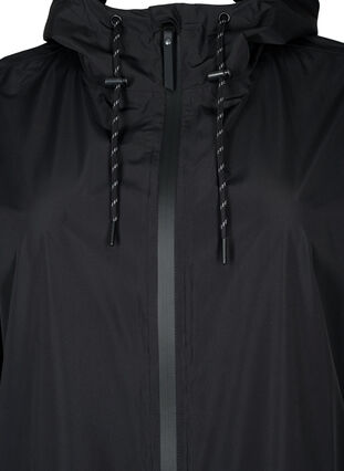 Regnjakke med lommer og hette, Black, Packshot image number 2